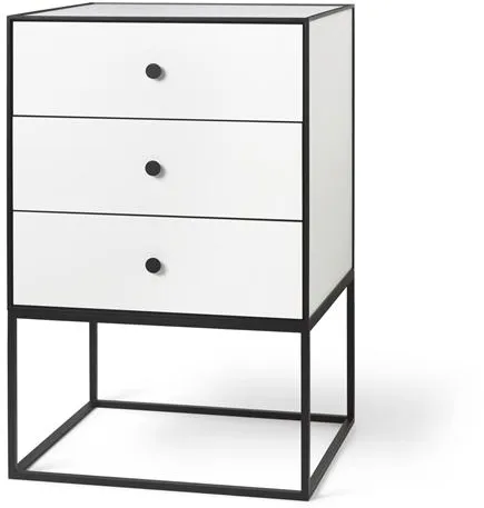 Audo Frame 49 sivupöytä, jossa on 3 laatikkoa, valkoinen