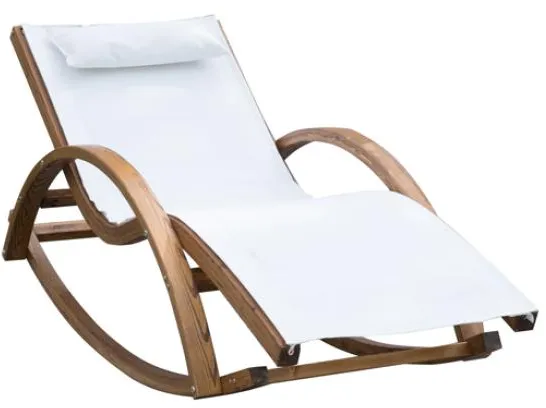 Homeville Lux aurinkotuoli lehtikuusesta keinutoiminnolla 150x60x50cm