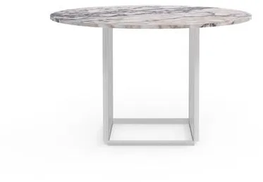 New Works Florence ruokapöytä Ø120 valkoinen Viola-marmori valkoisella rungolla