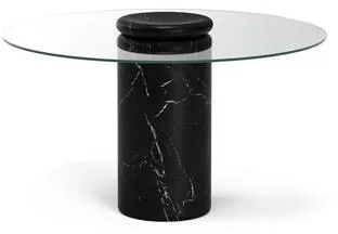 Karakter Castore Ruokapöytä Ø130 Nero Marquina Marmori/Kirkaslasi